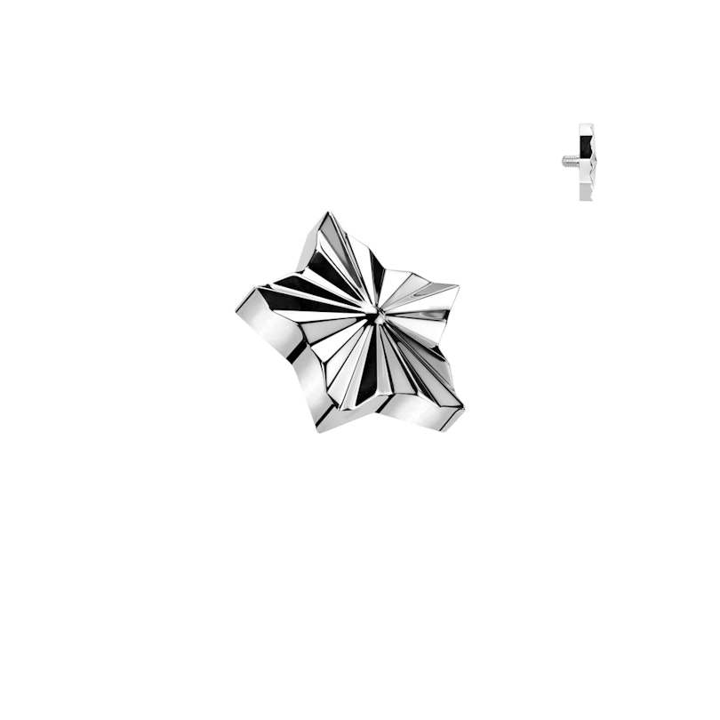 Star shaped dermal top in titanium with textured pattern Piercing Jewelry