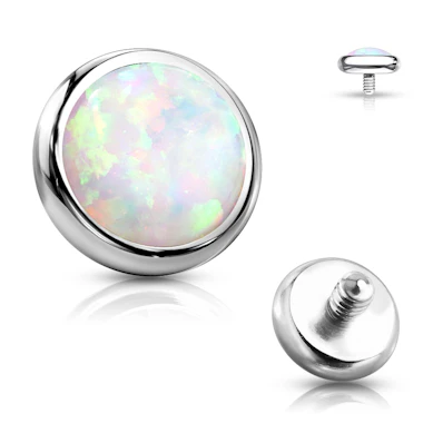 Flat dermal top jewelry with opal stone