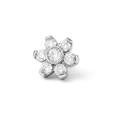 Dermal top jewelry with stones forming a flower