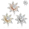 Dermal top with flower of studded petals and large central gem Body Jewelry