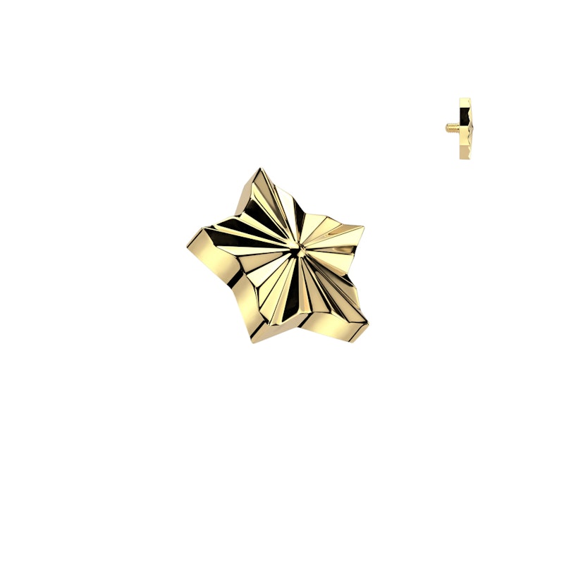 Star shaped dermal top in titanium with textured pattern Body Jewelry