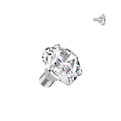 Titanium heart gem dermal top