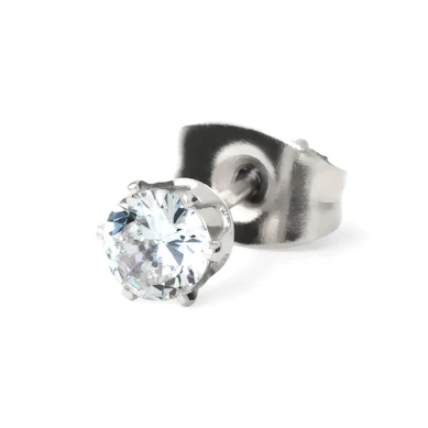 Ear stud with crystal clear gem