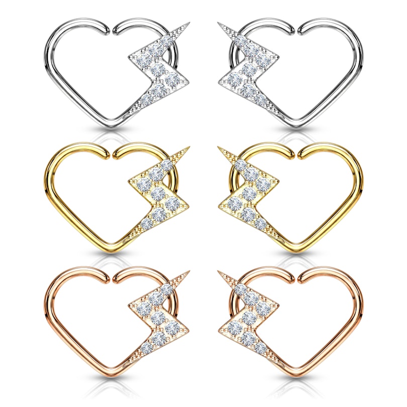 Ear piercing heart-shaped with lightning Body Jewelry
