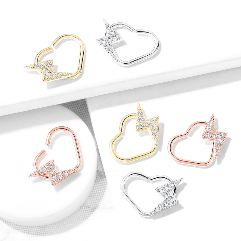 Ear piercing heart-shaped with lightning Piercing