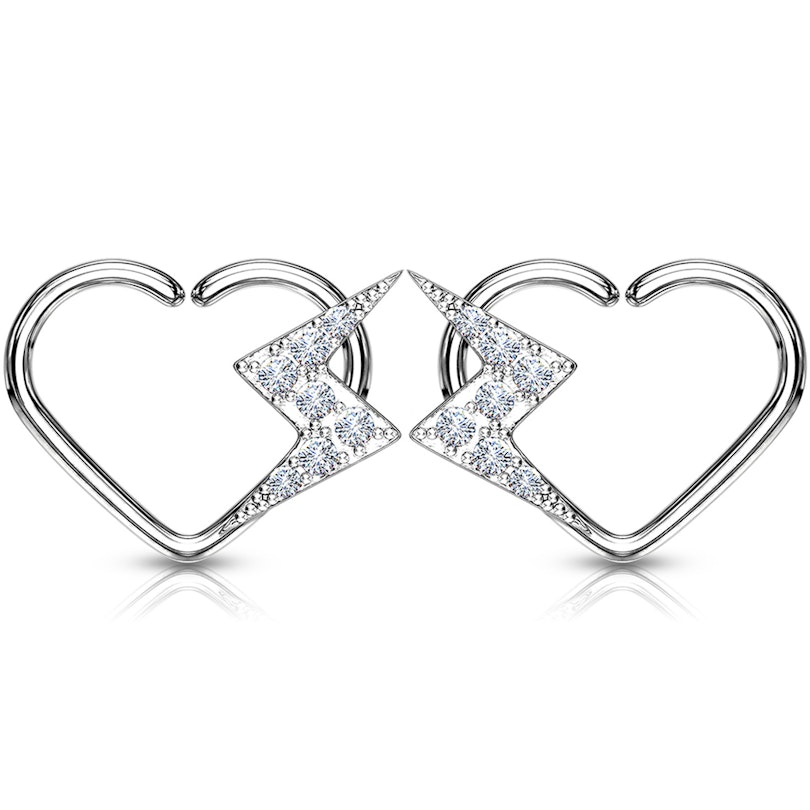 Ear piercing heart-shaped with lightning Piercings