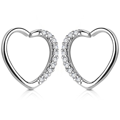 Ear piercing heart-shaped with studded edge