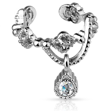 Ear cuff with studded teardrop dangle