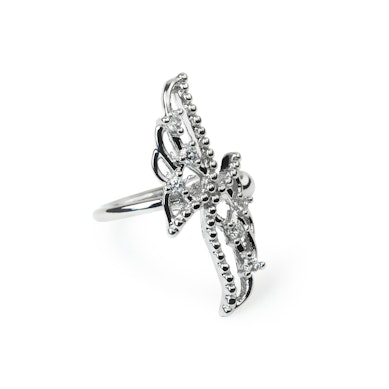 Ear cuff with wings in surgical steel-silver