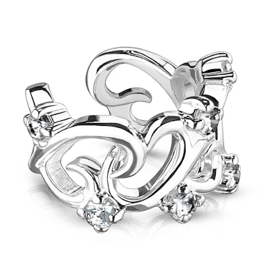 Ear cuff with filigree heart design