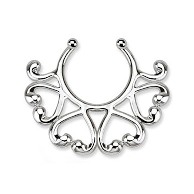 Fake nipple piercing with half heart edge