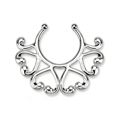 Fake nipple piercing with half heart edge