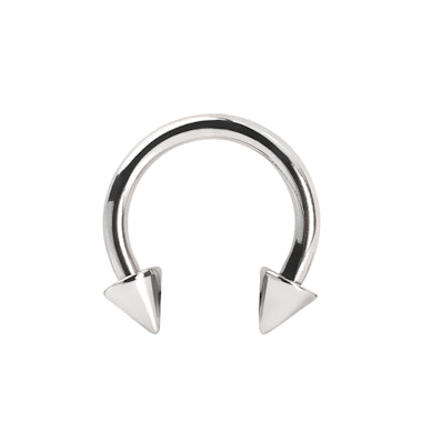 Circular barbell made of titanium with spikes