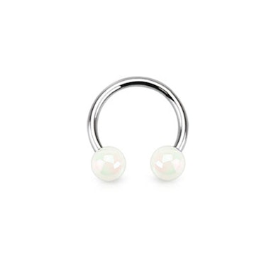Circular barbell with metallic look acrylic balls