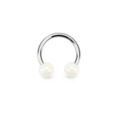 Circular barbell with metallic look acrylic balls