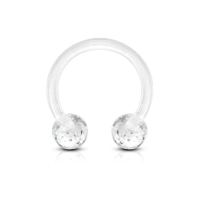 Circular barbell made of acrylic with glitter balls