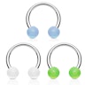 Set of three circular barbells with glow in the dark balls Piercings