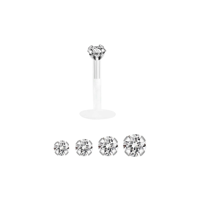 Labret with ptfe post and 14k gold jeweled top Body Jewelry