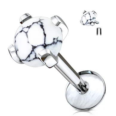 Labret with 4 prong-set gemstone in a variety of choices