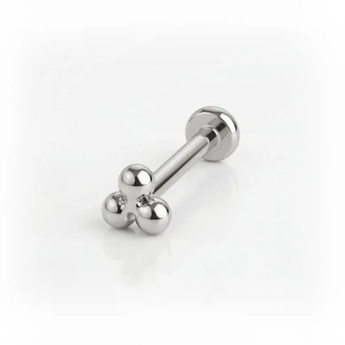 Titanium push-in labret with triangular ball cluster top