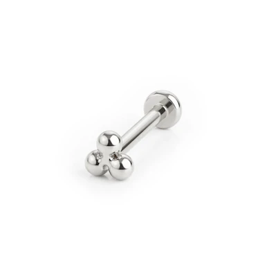 Titanium push-in labret with triangular ball cluster top
