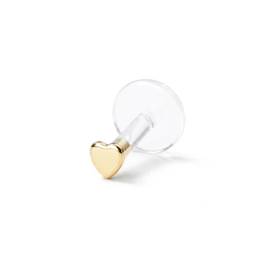 Labret with 14k gold heart-shaped top