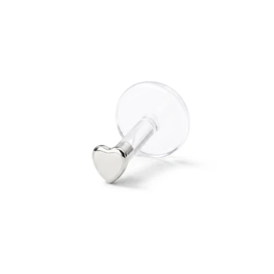 Labret with 14k gold heart-shaped top-14K White gold / PTFE