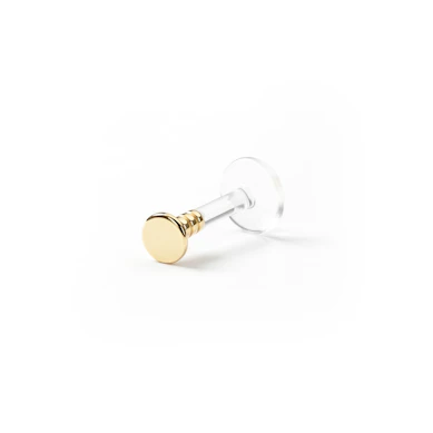 Labret iz PTFE in okroglim vrhom iz 14-kt zlata