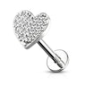 Labret internally threaded with studded heart Piercing Jewelry