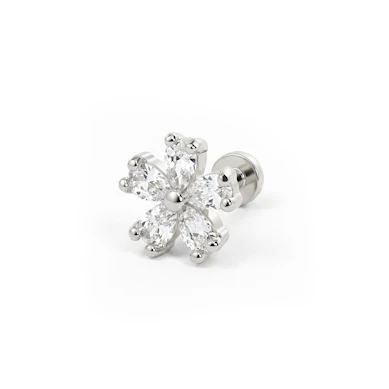 Labret internally threaded with five petal flower