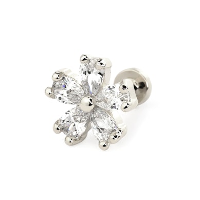 Labret internally threaded with five petal flower