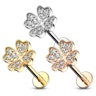 Labret internally threaded with studded clover Body Jewelry