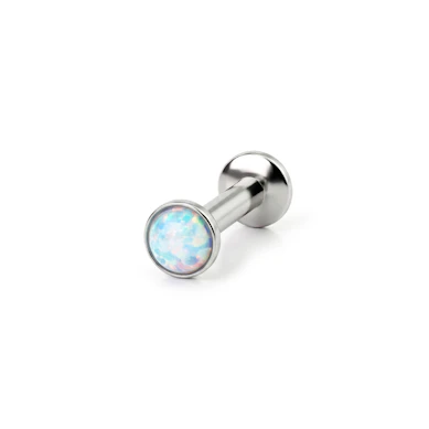 Push-in labret with opal