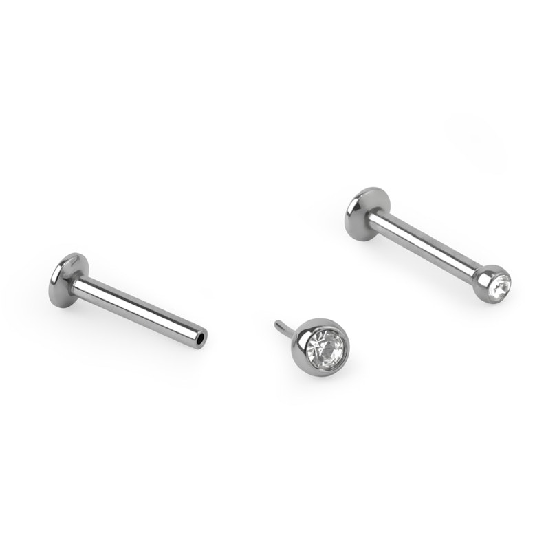 Push-in labret with stone Piercings