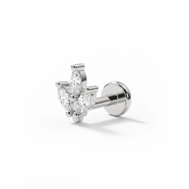 Push-in labret with marquise stones