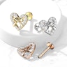 Labret with studded heart with bow and internal thread Body Jewelry