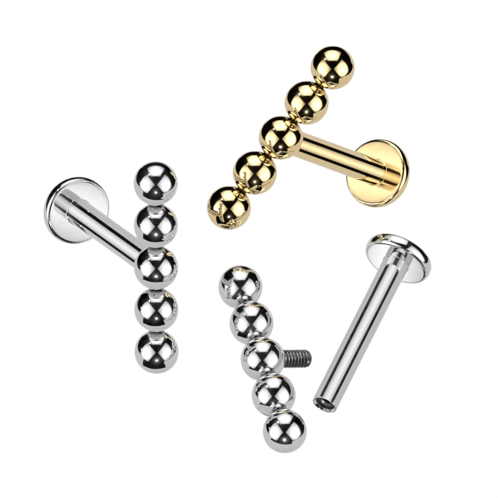 Titanium labret with five beaded balls Piercing Jewelry
