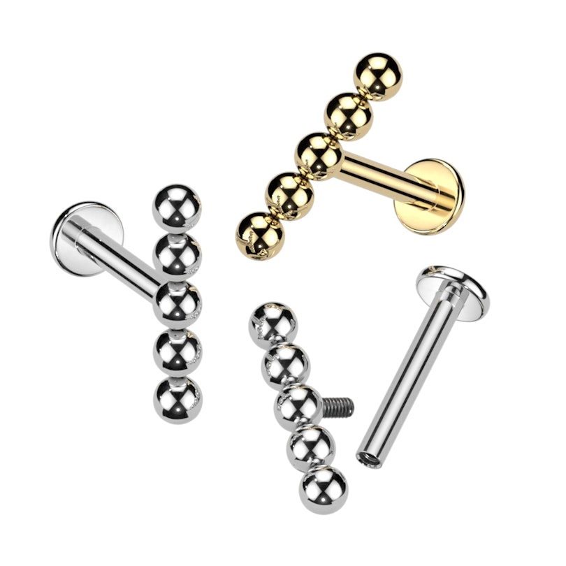 Titanium labret with five beaded balls Piercing Jewelry