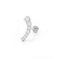 Titanium push-in labret with curving top and stones