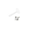Labret with bioplastic post and solid 14k gold jeweled top Body Jewelry