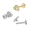 Titanium internally threaded labret with bee design on top Piercing Jewelry