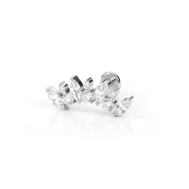 Titanium labret with marquise and round cut gem stones