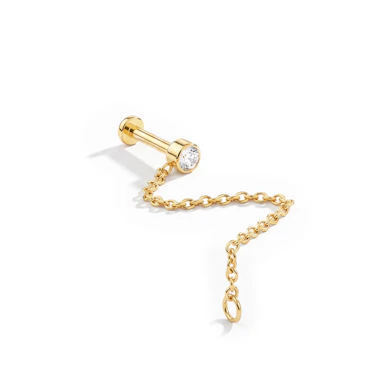 Titanium labret with stone and chain
