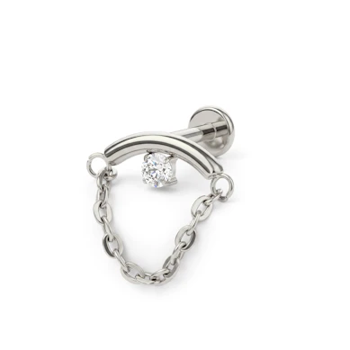 Hidden helix labret with stone and chain