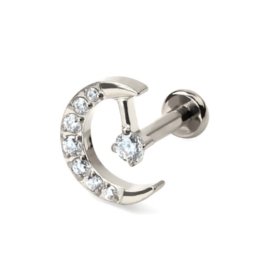 Moon and star labret in titanium