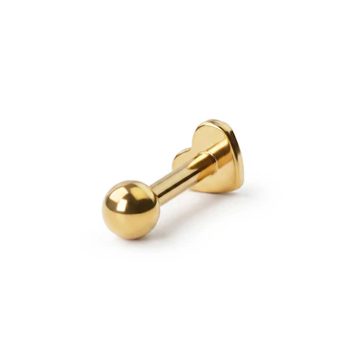 Double sided titanium labret with heart shaped flat back