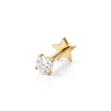 Double sided threadless titanium labret with star flat back and stone