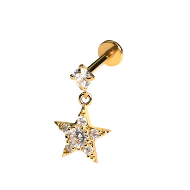 Star dangle labret with gems