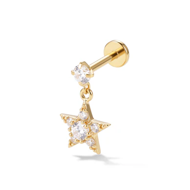 Star dangle labret with gems