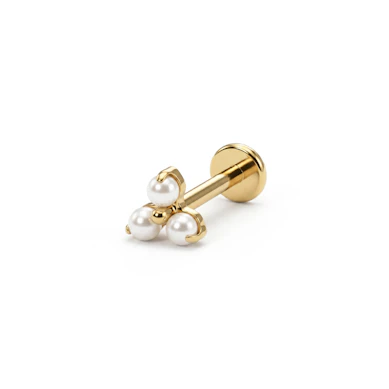 Elegantni labret od titanija s tri bisera